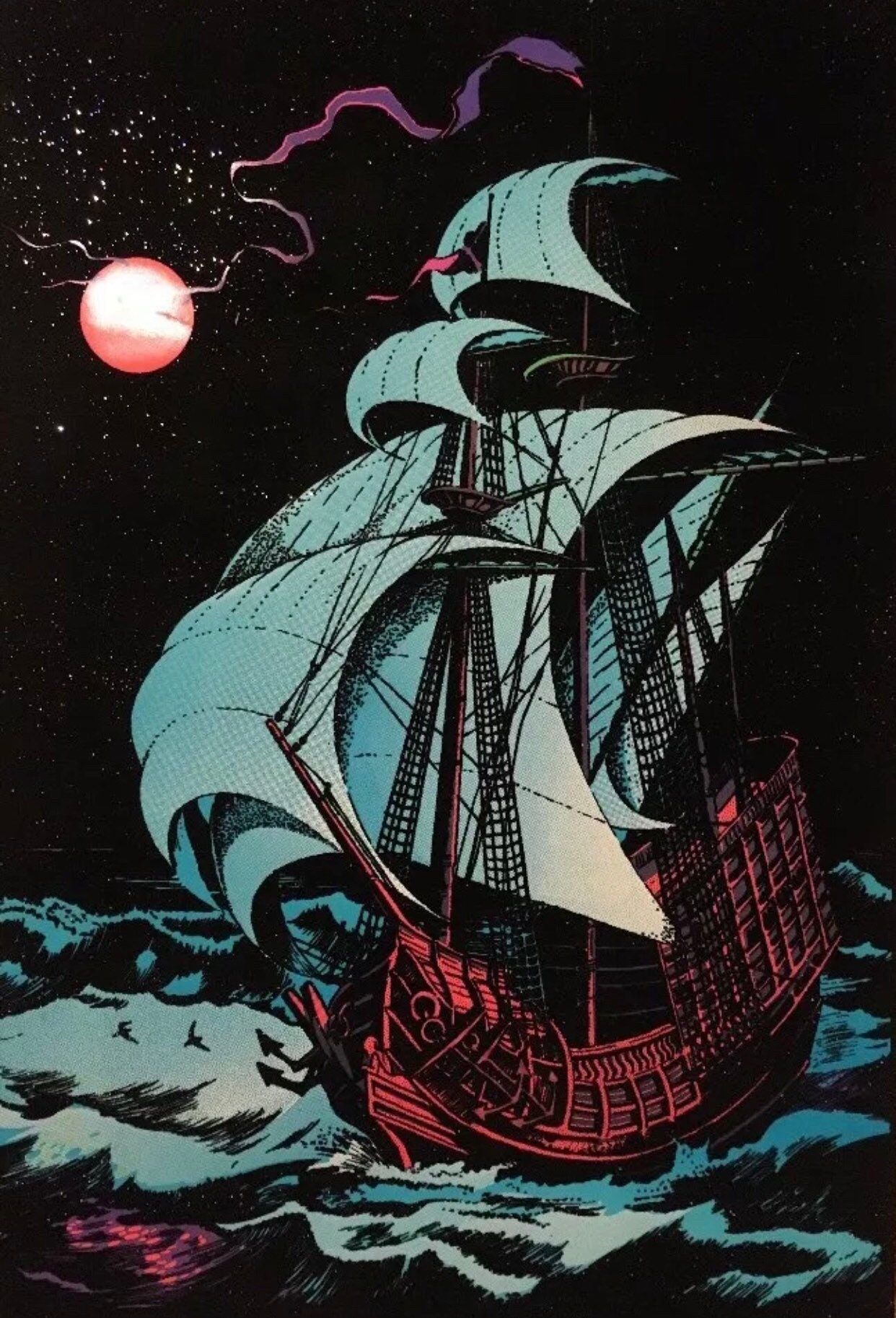 Color-In Velvet Poster 6X9-Pirate Ship