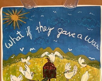 デッドストック 60s War is not... ビンテージ ポスター 反戦 1960-70's Lorraine Schneider 額入り ポスター - アンティーク