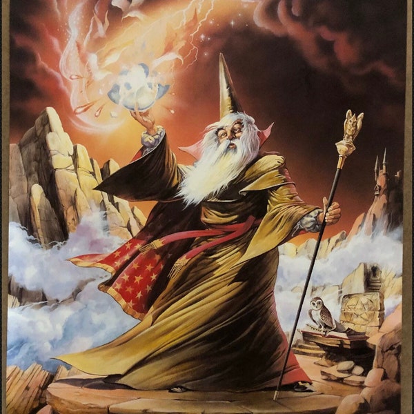 Original Vintage Poster The Wizard Sorcerer Headshop Pin Up Psychedelic 1970s 1980s