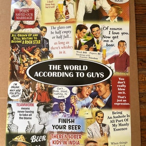 el mundo según los chicos cartel sátira gracioso comedia broma cerveza bebiendo bar