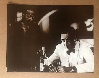 Humphrey Bogart bar drinking movie Sepia print poster 1970s