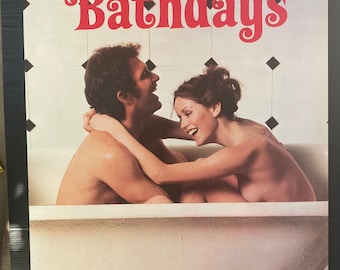 Happy Bathdays couple bathroom lovers 1970’s original vintage poster