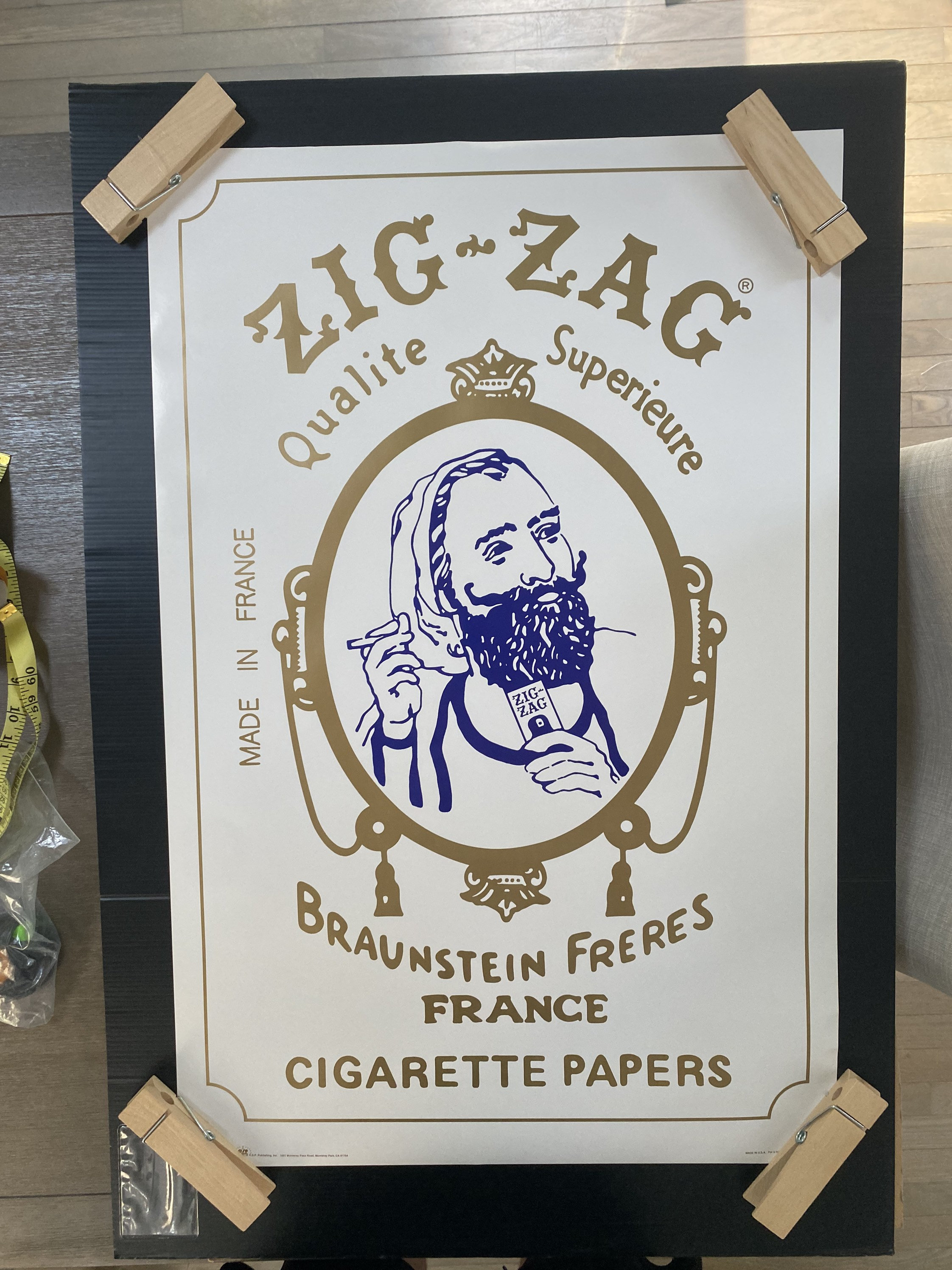 Zig Zag Rolling Papers Poster 1970's Headshop Marijuana Weed