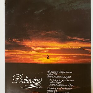 Creyendo Vintage Cartel Original Pro Arts 1981 Bird Beach Diciendo Inspiración