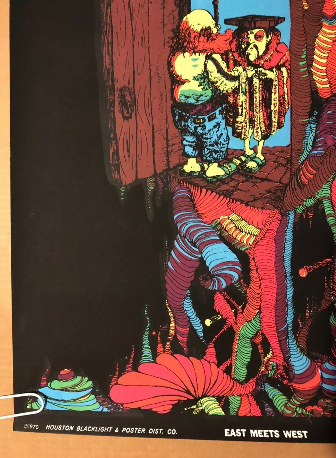 1970年製 ブラックライトポスター East Meets West East Meets West Original Vintage Blacklight Poster 1970 Houston