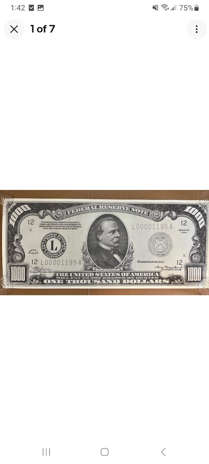 1000ドル紙幣のビンテージポスター クリーブランドの通貨 紙幣の印刷物 大型紙幣 - Etsy 日本