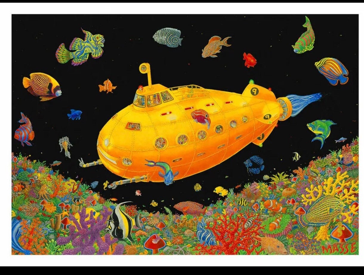 Yellow Submarine Blacklight Poster the Beatles Trippy Tom Masse