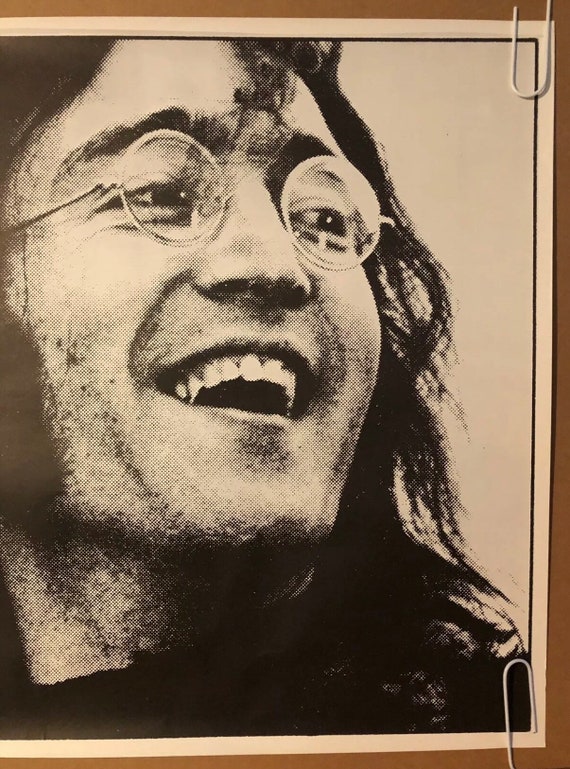 John Lennon Vintage Poster Original Black & White Headshop Pinup