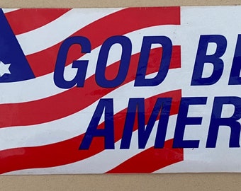 God bless America vintage bumper sticker US flag