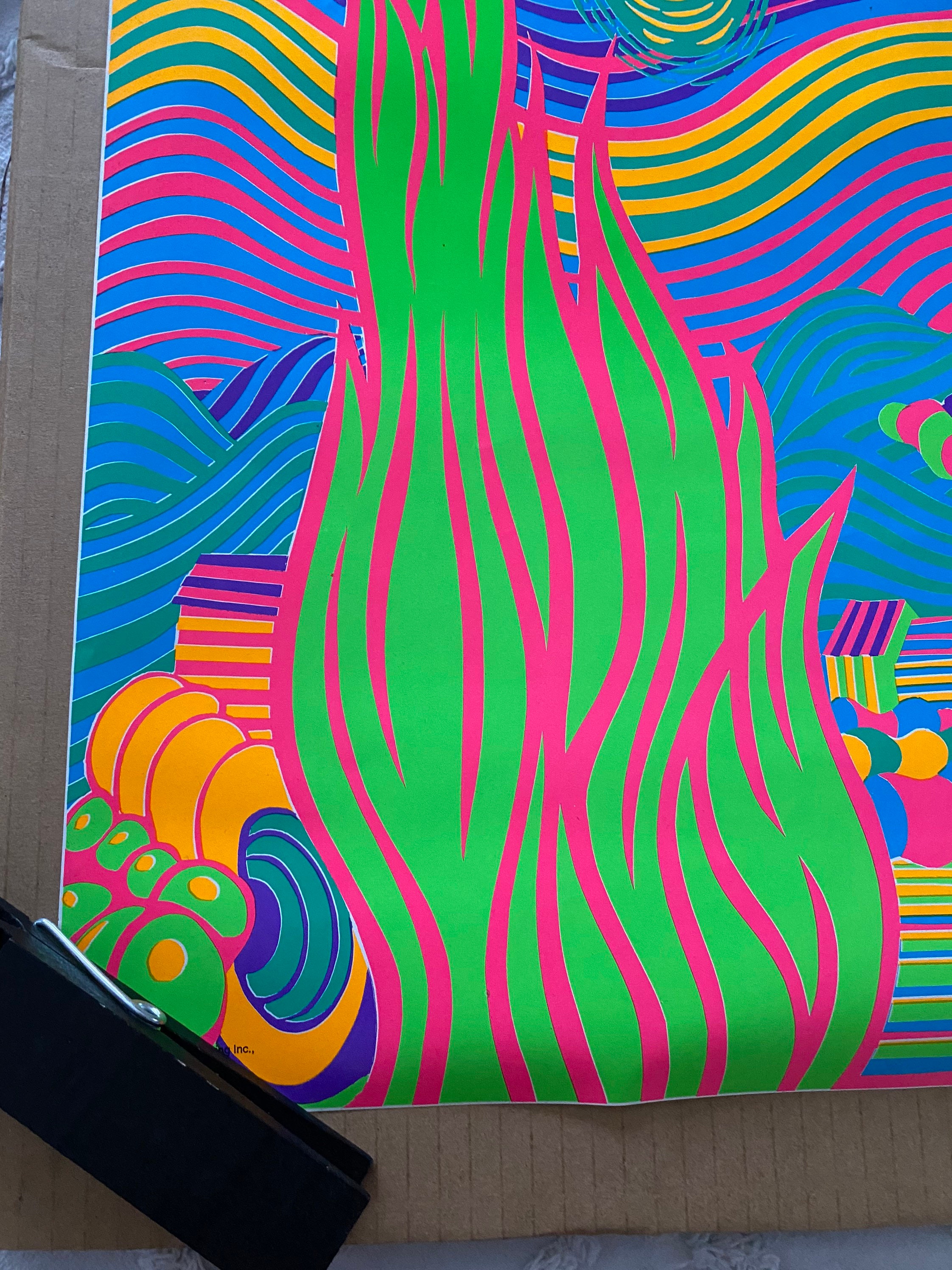 Starry Night Psychedelic Blacklight Original Vintage Poster 1995