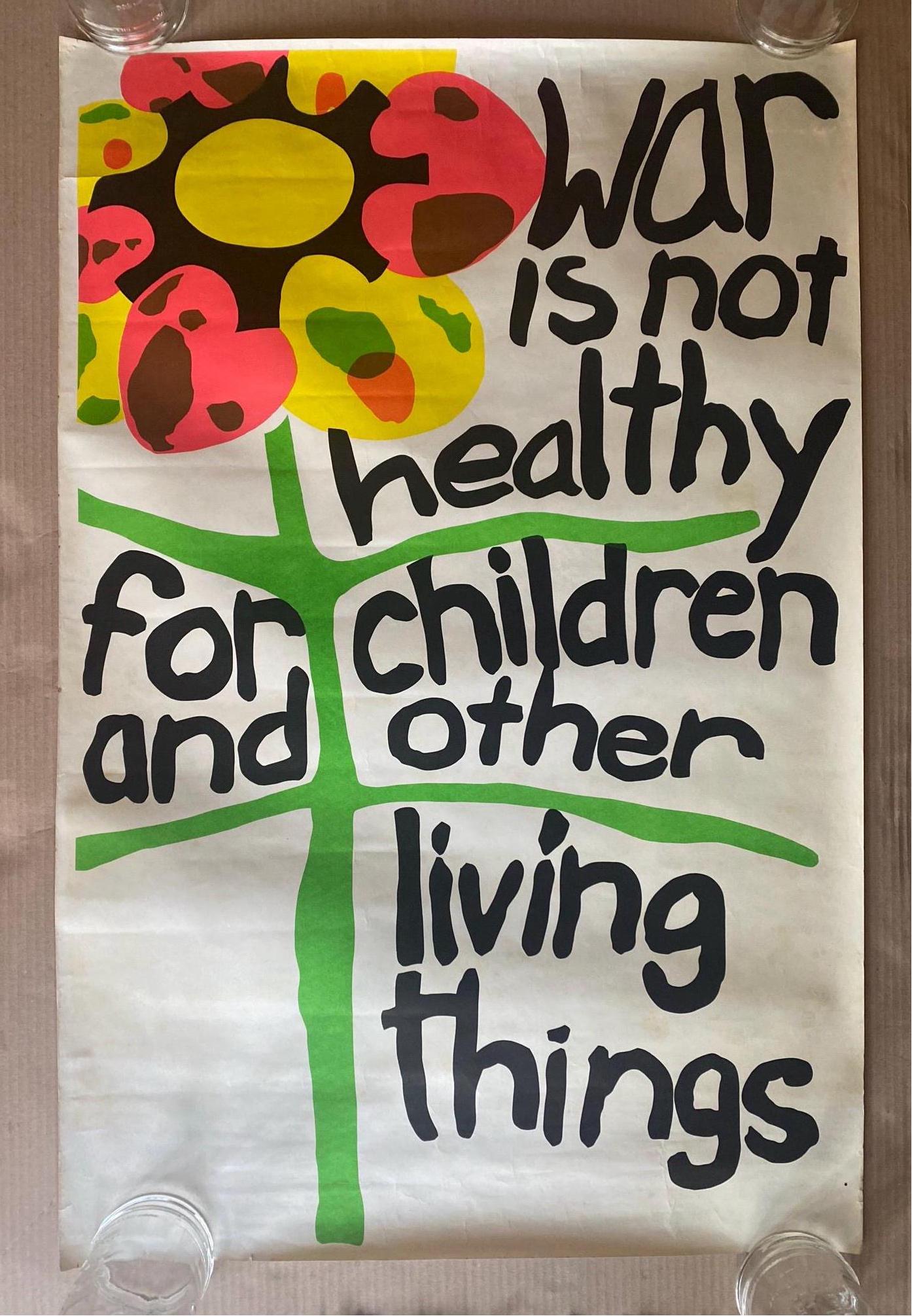 War is not healthy for children and other living things poster original vintage blacklight poster