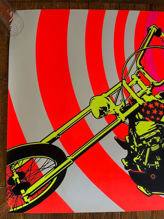 Easy Rider Vintage Blacklight Poster Psychedelic Chopper