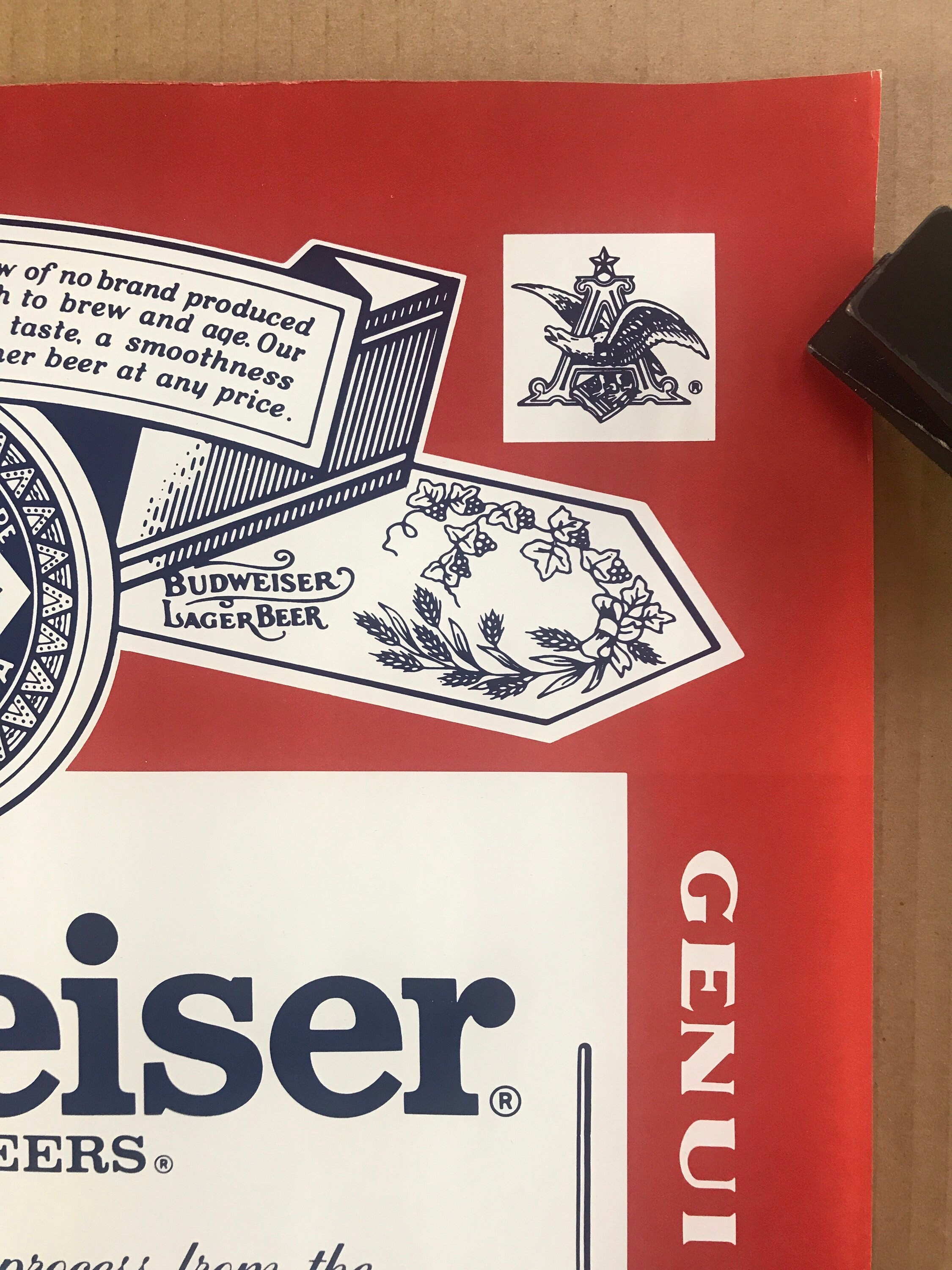 バドワイザーのタペストリー Vintage Original 1980s 1987 Budweiser Logo Bar Sign Pinup Anheuser