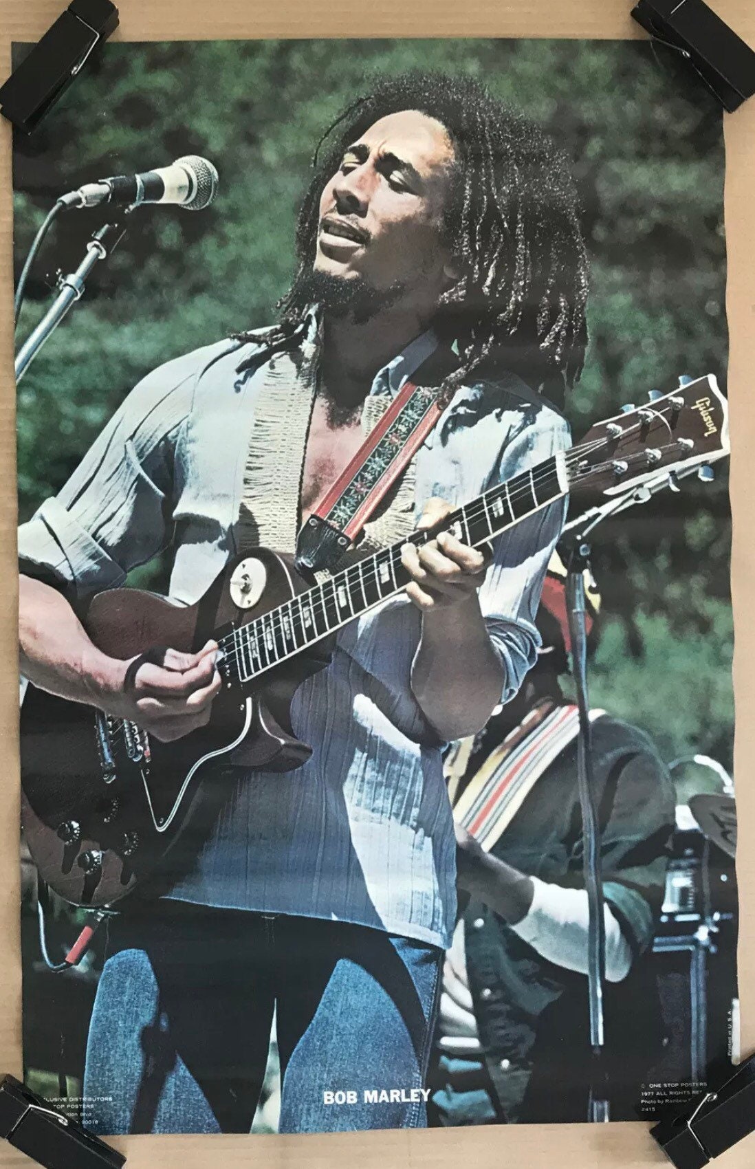 Vintage Original 1970s Bob Marley Poster 1977 on Stage