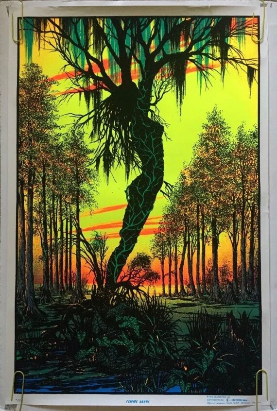 Femme Arbre Vintage Back Light Poster Psychedelic Lady Tree Bayou