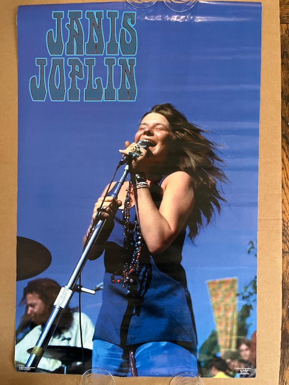 Janis Joplin Singing Vintage Poster Music Memorabilia 1998