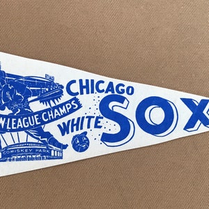 Vintage original 1980s Chicago white sox baseball pennant flag banner 1959 American League champs Comiskey park