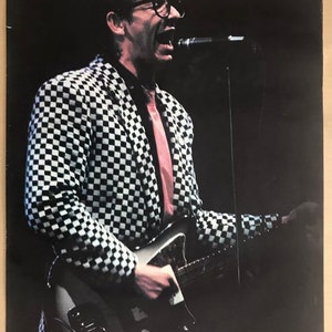 Vintage Original 1980s Elvis Costello Poster On Stage Rock Music Memorabilia