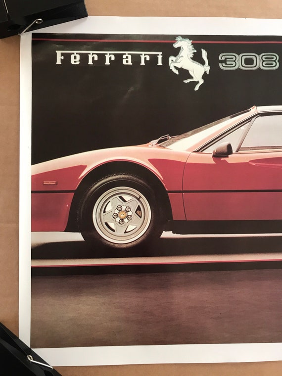 Original Vintage 1986 Ferrari 308 Quattrovalvole Poster Sports Car