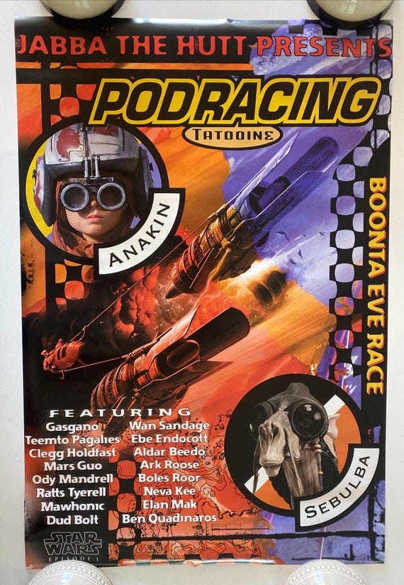 Vintage Star Wars Anakin Tatooine Pod Racing Poster 36