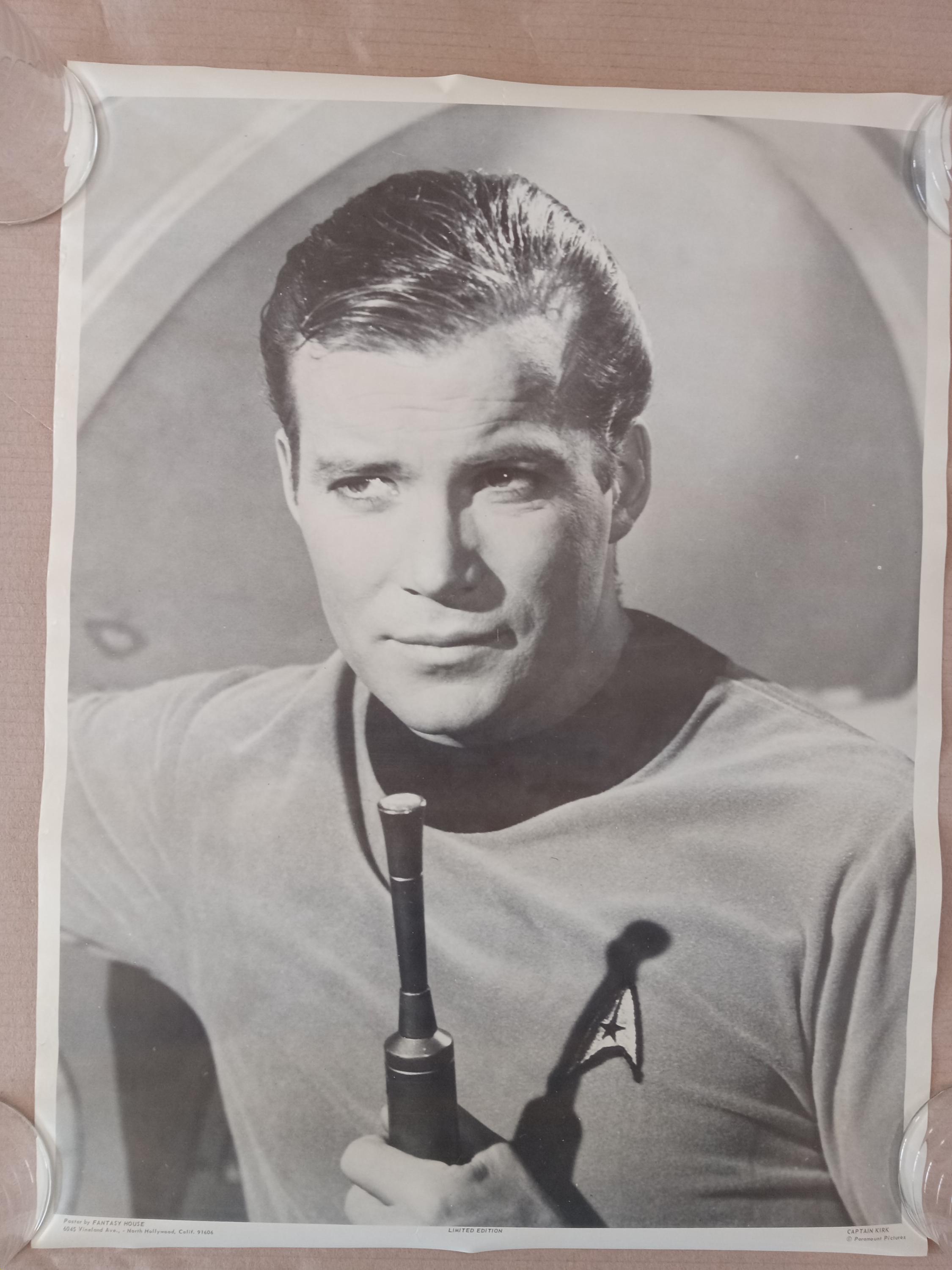 Captain Kirk vintage poster Star Trek TV Movie star 1970s black and white