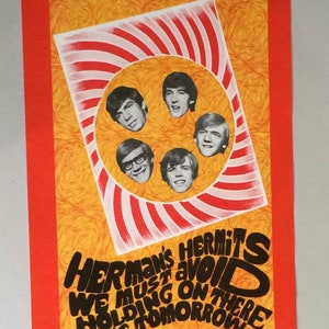 Vintage original de la década de 1960 Herman's Hermit Evite sostener mañana Konst Poster