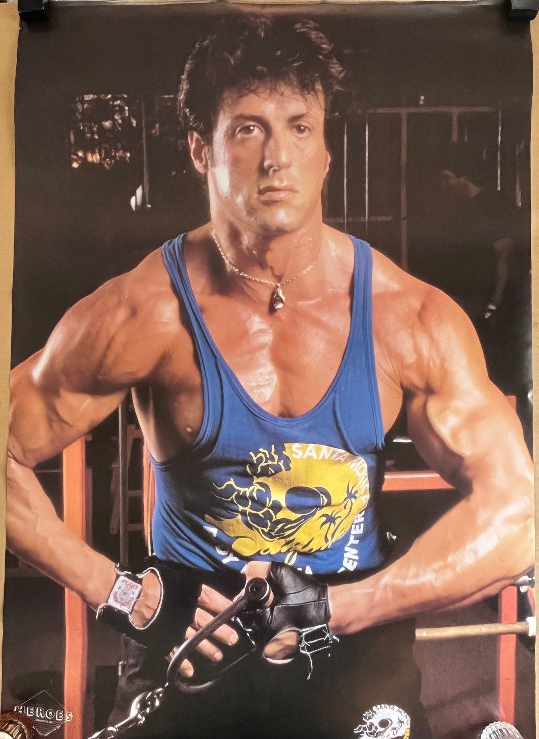Vintage Original Poster Sylvester Stallone Gym Workout 1980s Heroes
