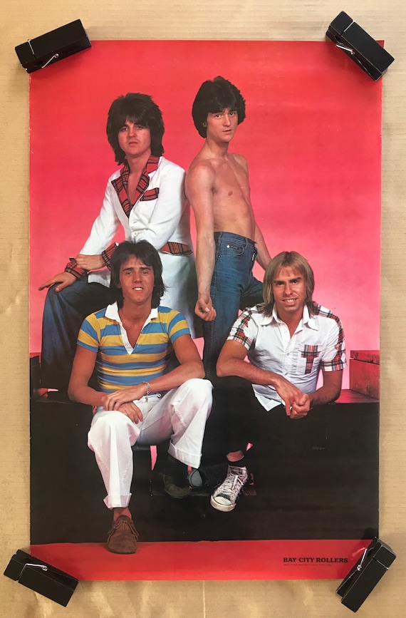 Vintage Original 1970s Bay City Rollers Group Shit Poster Pop