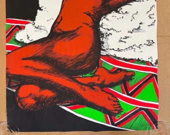 Vintage Blacklight Poster Sexy Pinup Woman African American 1970s