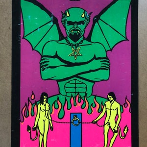 The Devil vintage Blacklight Poster astrología signos del zodiaco tarot psicodélico 1969 pro arts