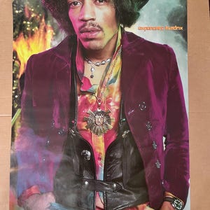 Experimente el cartel vintage de Hendrix, el comercial promocional de Jimi, los años 80, Jimmy