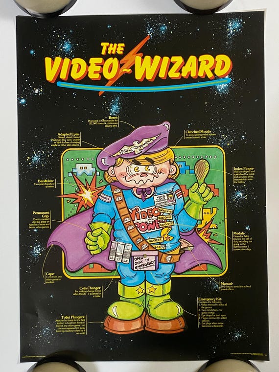 The Video Wizard Vintage Poster Original Pro Arts 1982 Video Games