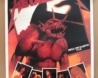Vintage original de 1980 Metallic Hell on Earth Tour pinup poster