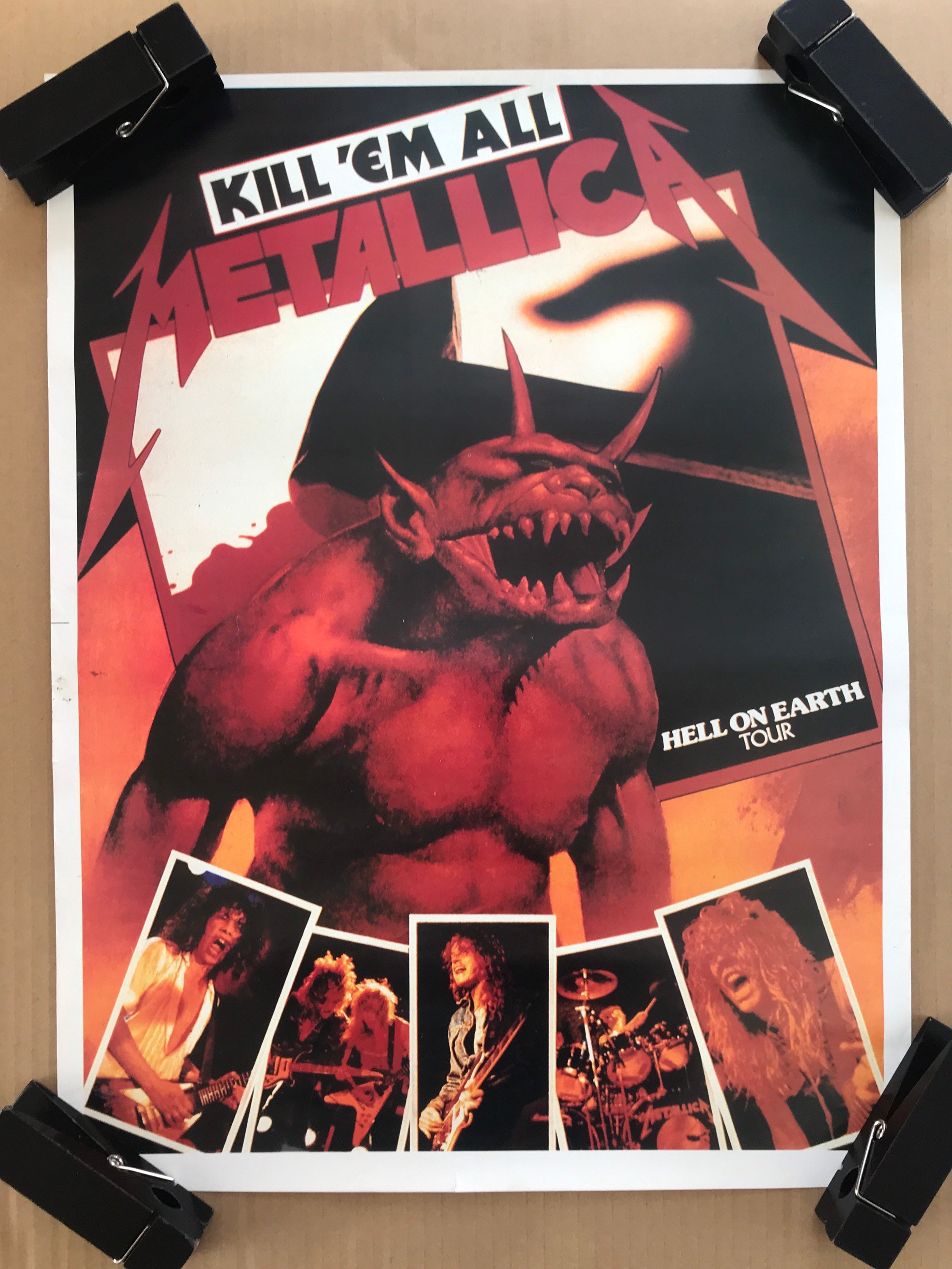 Vintage Original 1980s Metallic Hell on Earth Tour Pinup Poster