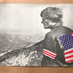 Vintage original de la década de 1970 Easy rider Blacklight póster de la bandera americana gafas de aviador de bandera estadounidense