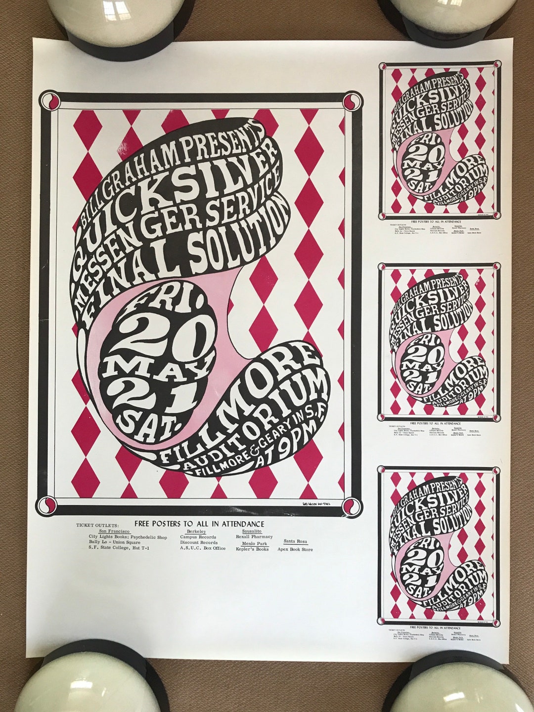 1970 年代のヴィンテージ ビル グラハムがポスター コラージュを発表