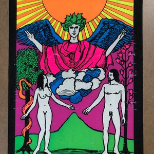 The Lovers Zodiac Astrology vintage Blacklight Poster Adam eve serpiente Pro arts 1969 hombre mujer Adam Eve
