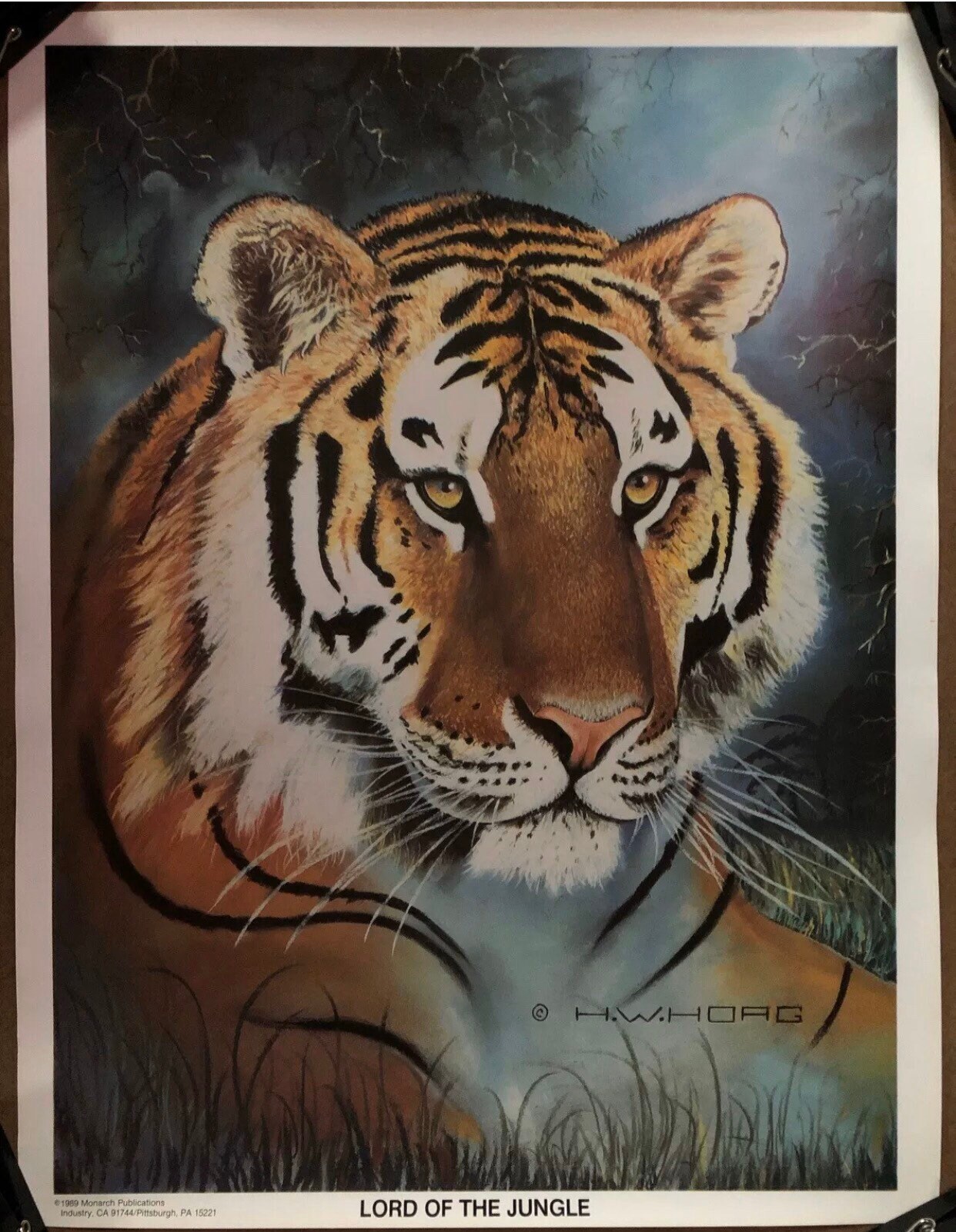 Original Vintage Poster Lord of the Jungle Tiger Animal Pinup H.W. Horg ...