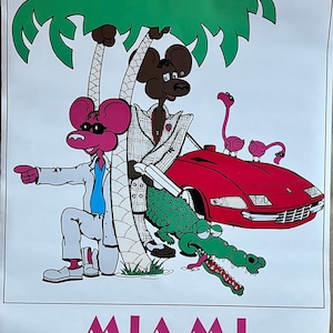 Vintage Original Poster Miami Mice TV Show Sátira Comedia 1985 Cartoon Poster