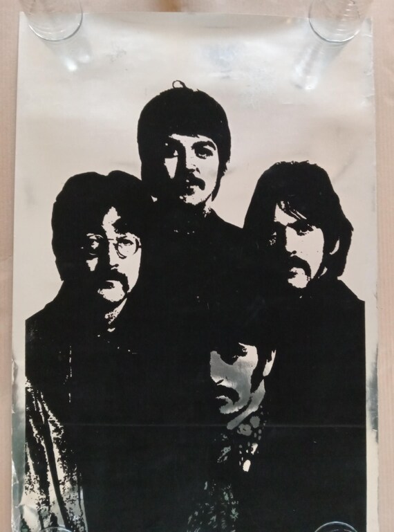 Vintage Original 1970s the Beatles Silver Mylar Black Velvet