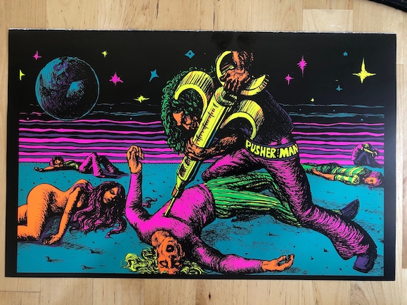 Fly Carefully the Losers Pusherman Blacklight Poster Pin-up Print