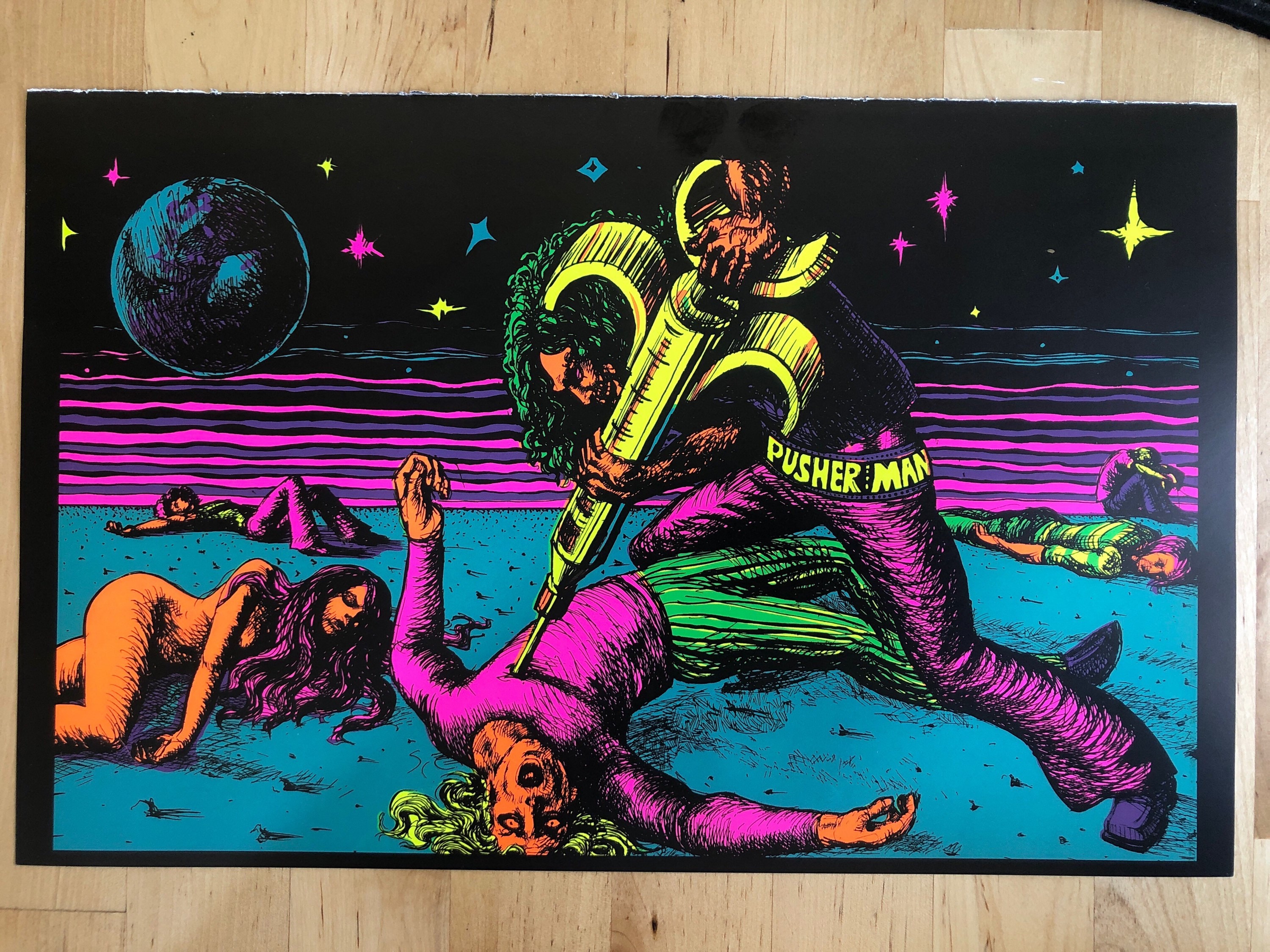 Fly Carefully the Losers Pusherman Blacklight Poster Pin-up Print