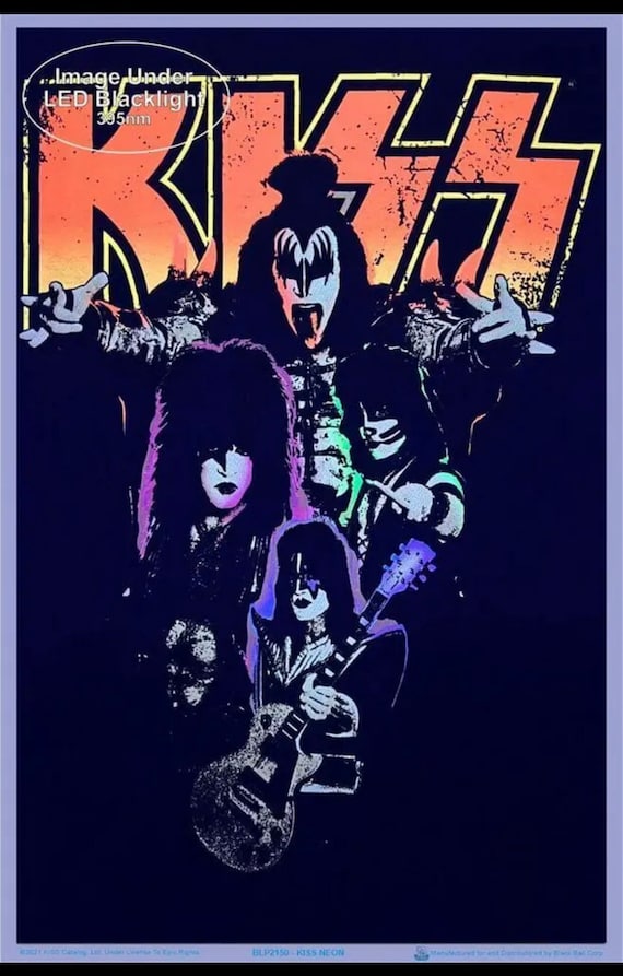 KISS Neon Blacklight Poster Velvet Flocked Music Memorabilia Paul