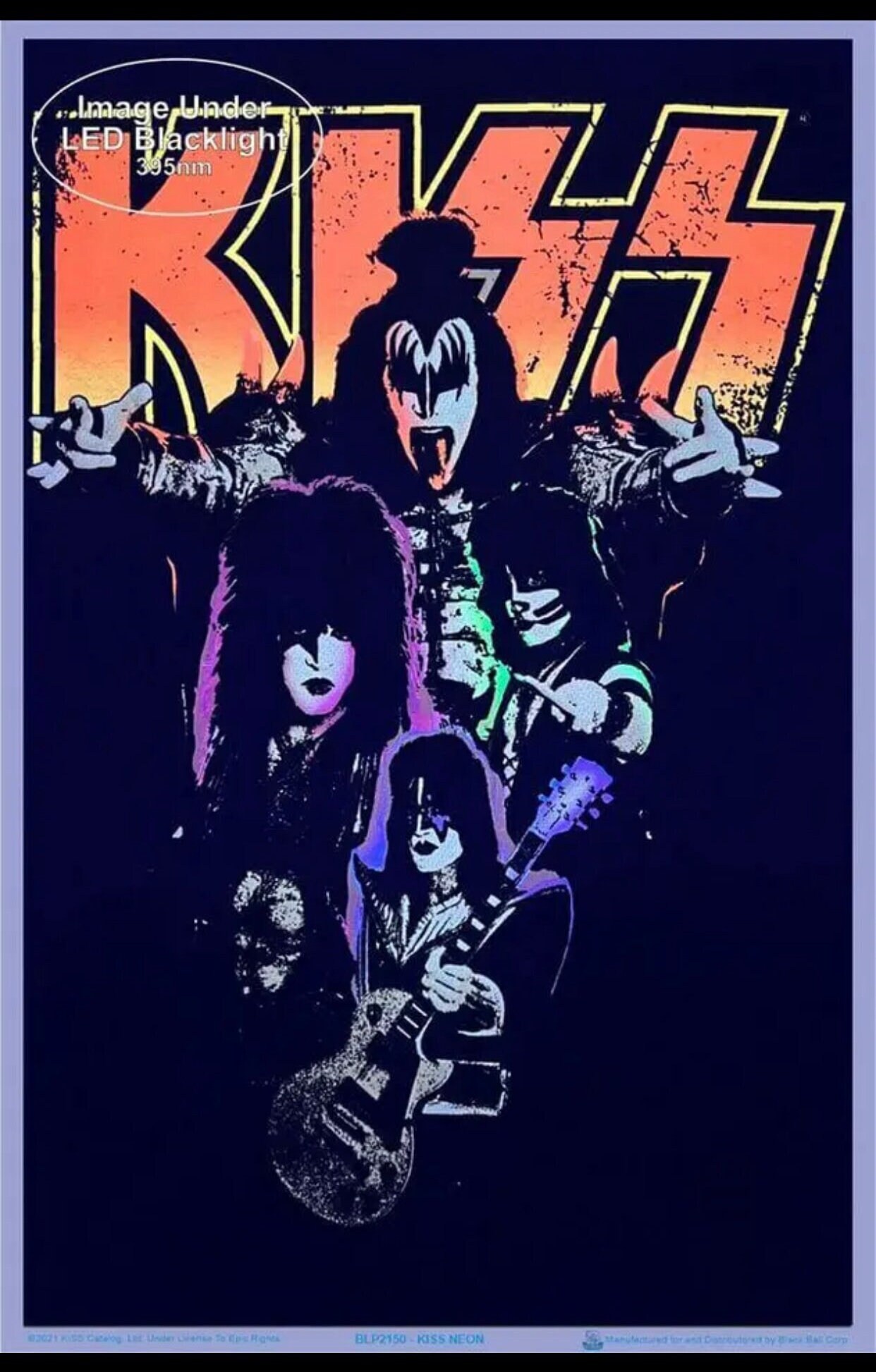 KISS ネオン ブラックライト ポスター ベルベット フロック 音楽記念品