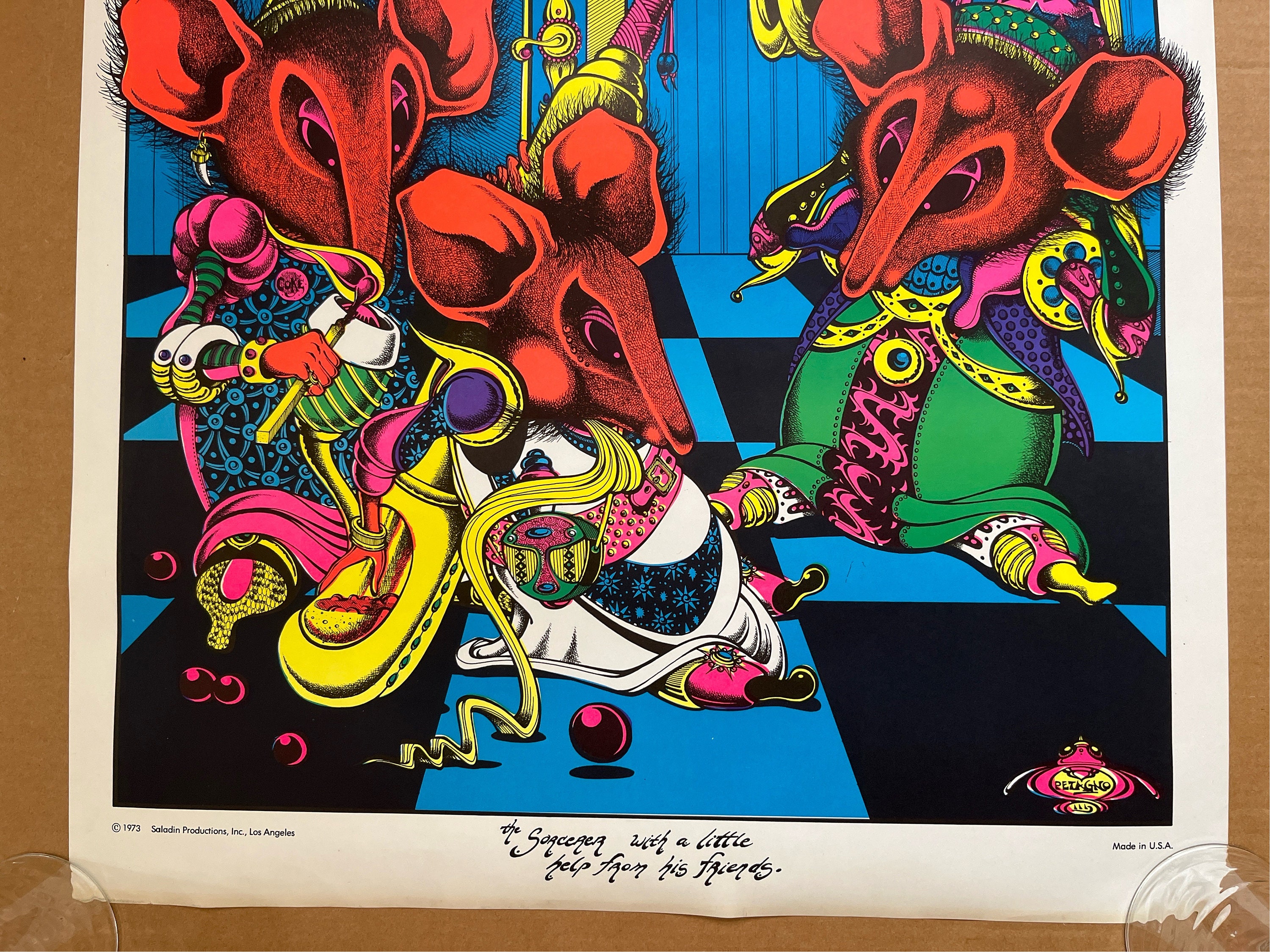 Sorcerer With Help From His Friends Vintage Poster Blacklight