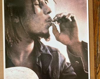 vintage poster bob Marley Rastaman Rasta man die joint wiet rookt