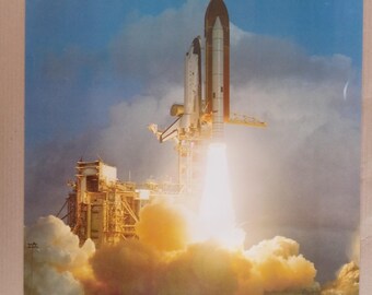 challenger space launch vintage poster shuttle NASA Outer space 1986
