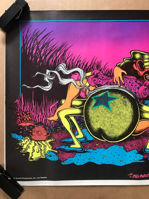 Vintage Original 1972 Lil' Miss Muffit Blacklight Poster Nursery