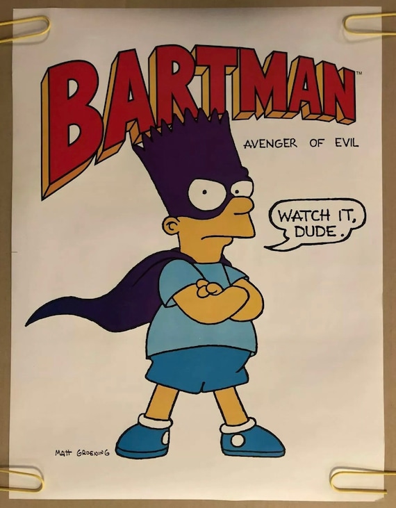 Bart Simpson Original Vintage Poster Bartman Tv Memorabilia Etsy 