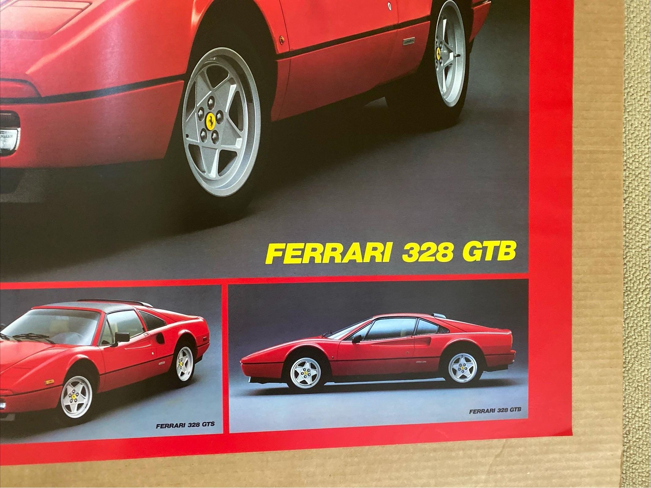 Ferrari 328 GTB Vintage Poster Original Sport Car Race Car Red